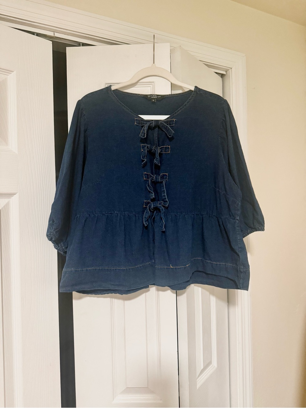 Velvet Heart Denim Tie Front Blouse - Extra Large XL, fits Medium
